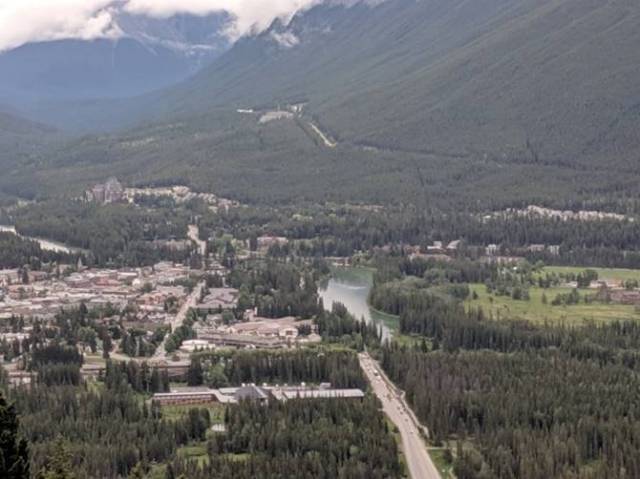Banff Downtown and Bow River from Mount Norquay Viewpoint