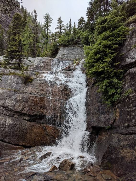 Waterfall just before Lake Agnes Tea House