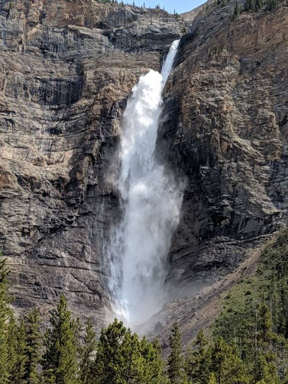 Takakkaw Falls view from the base of the falls